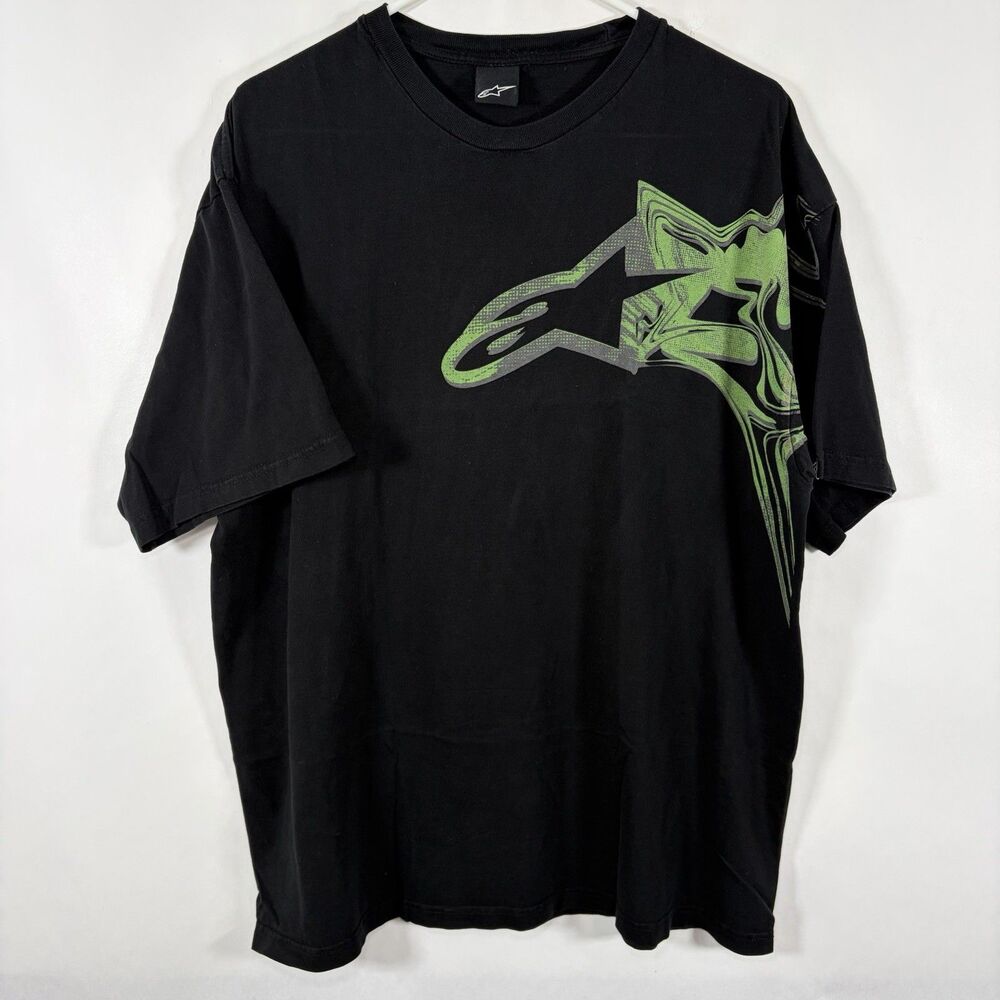 Vintage AlpineStars Graphic T Shirt Mens 2XL XXL Black Green Y2K Skate Surf